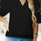 Embroidered Notched Puff Sleeve Blouse