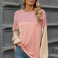 Contrast Round Neck Long Sleeve T-Shirt