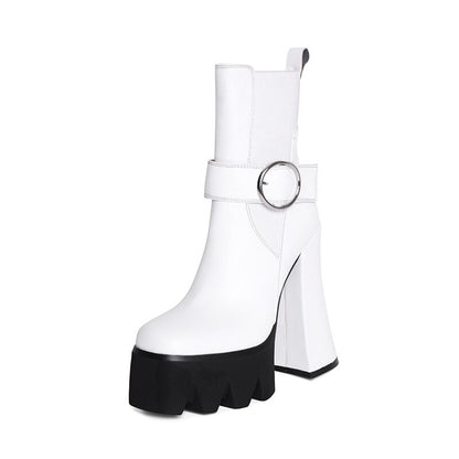 Square Toe Platform Ankle Boots