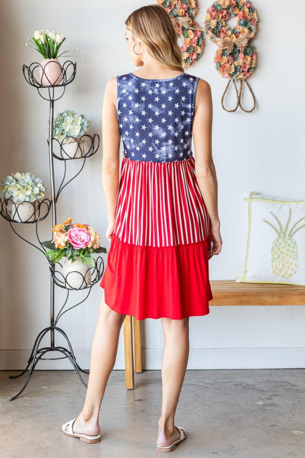 Heimish US Flag Theme Contrast Tank Dress