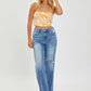 RISEN High Rise Frayed Hem Wide Leg Jeans