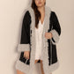 Plus Size Fuzzy Trim Open Front Long Sleeve Hooded Coat