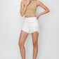 RISEN Button Fly Frayed Hem Denim Shorts