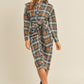 Plaid Flannel Front Tie Button Down Shirt Dress