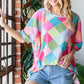 Color Block Waffle Oversized T-Shirt