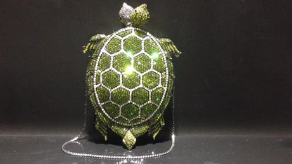 Rhinestone Turtle Crossbody Clutch Bag