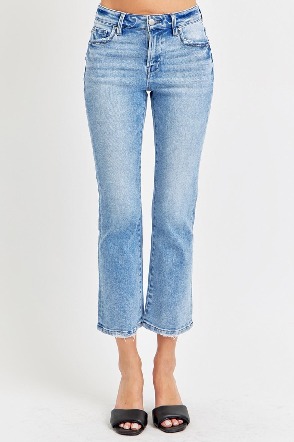 RISEN Low Rise Crop Slim Straight Jeans