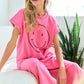 Smile Face Drop Shoulder Brushed Inside T-Shirt