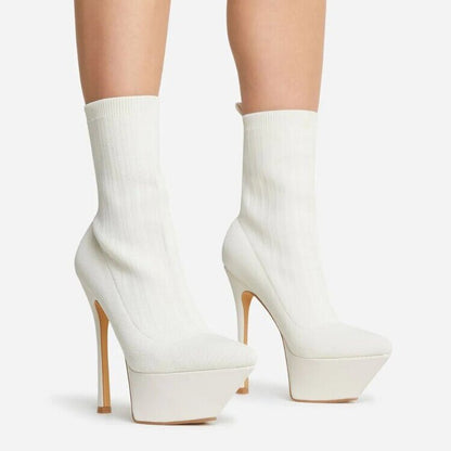 Pointed Toe Stiletto Heel Sock Boots