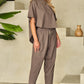 Round Neck Dropped Shoulder Top and Pants Set