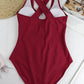 Crisscross Plunge Wide Strap One-Piece Swimwear