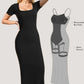 Built-In Shapewear Square Neck Short Sleeve Maxi Dress