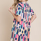 Ruched Color Block Short Sleeve Mini Dress