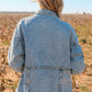 Studded Acid Wash Long Sleeve Denim Jacket