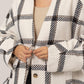 Plaid Long Sleeve Jacket with Side Slit Pockets