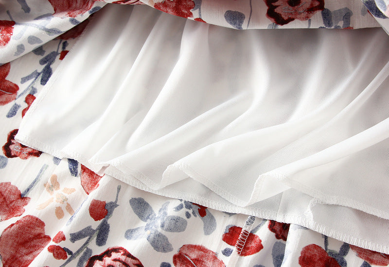 Floral Pleated High Waist A-Line Skirt