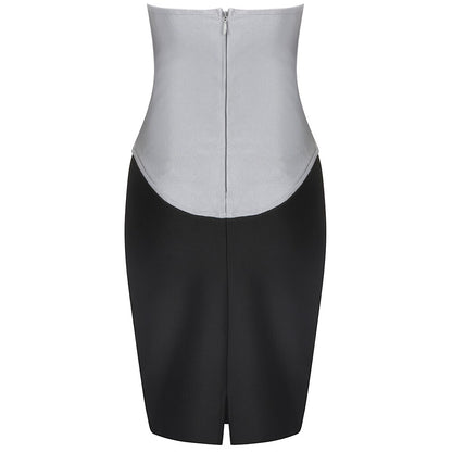 Color Block Strapless Mini Bandage Dress