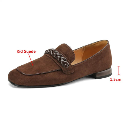 Woven Strap Round Toe Loafers