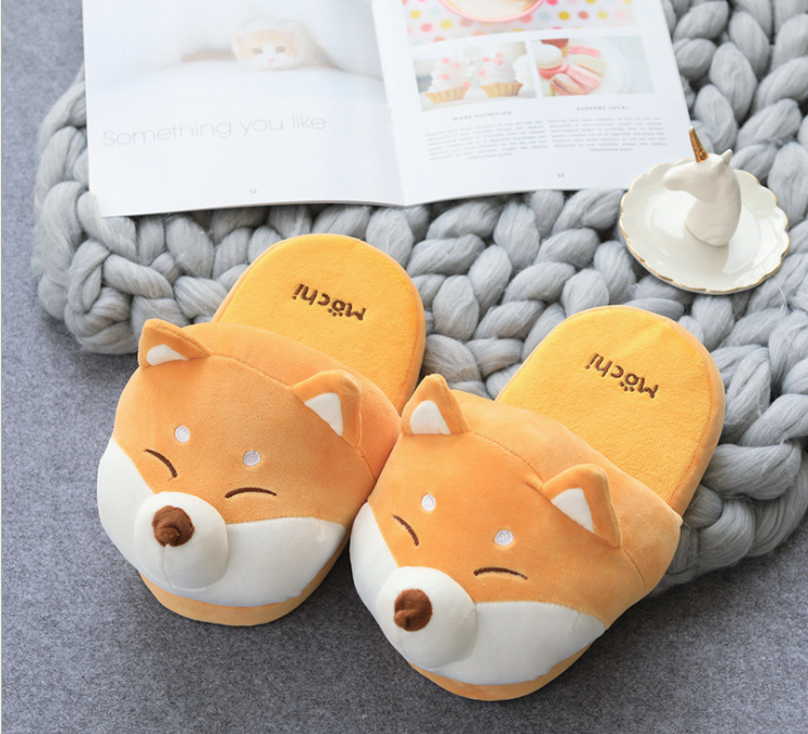 Cute Shiba Inu Warm Plush Indoor Slippers