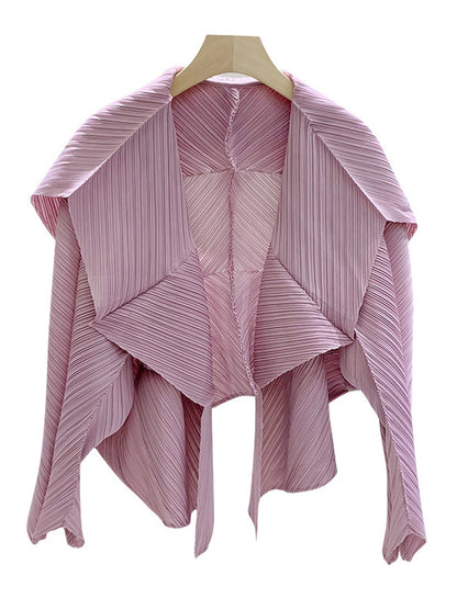 Miyake Pleated Folded Sleeves Open Front Jacket