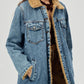 Pocketed Button Up Denim Jacket with Fur Lining