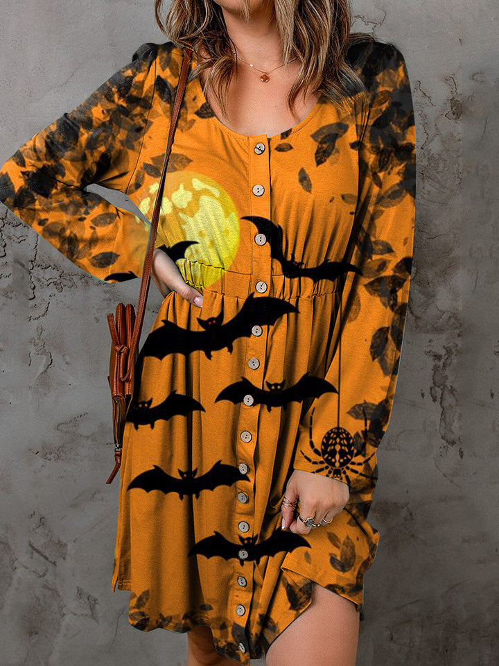 Halloween Theme Round Neck Long Sleeve Magic Dress