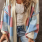 Color Block Open Front Long Sleeve Cardigan