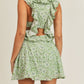 Floral Side Cutout Ruffled Mini Dress