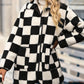 Checkered Button Front Coat with Pockets