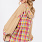 Plaid Print Washed Hoodie