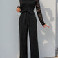 Lace Round Neck Long Sleeve Jumpsuit