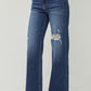 RISEN High Rise Distressed Wide Leg Jeans