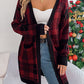 Plaid Open Front Long Sleeve Cardigan