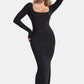 Built-In Shapewear Square Neck Long Sleeve Maxi Dress