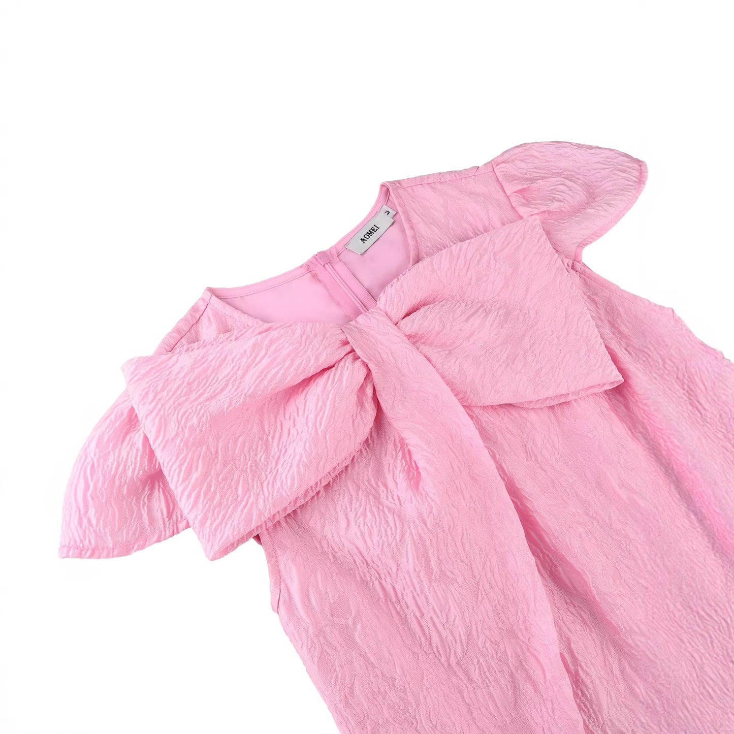 Bow Detail Cap Sleeves Midi Dress