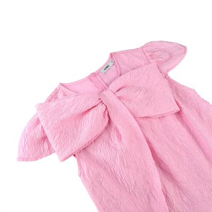 Bow Detail Cap Sleeves Midi Dress