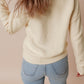 Crochet Flower Round Neck Dropped Shoulder Sweater