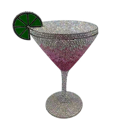 Rhinestone Cocktail Tall Glass Party Bag