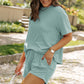 Round Neck Dropped Shoulder Top and Shorts Set