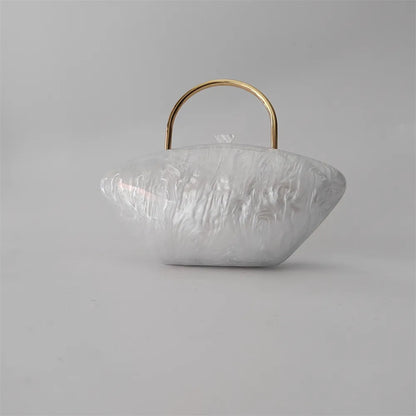 Iridescent Pearl Shell Acrylic Clutch Bag