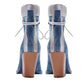 Denim Pointed Toe Lace Up Chelsea Boots