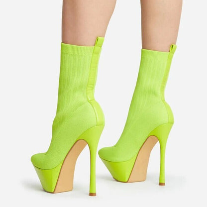 Pointed Toe Stiletto Heel Sock Boots