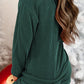 MERRY Round Neck Long Sleeve Top and Shorts Lounge Set