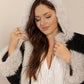 Plus Size Fuzzy Trim Open Front Long Sleeve Hooded Coat