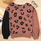 Leopard Round Neck Long Sleeve Sweater