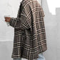 Houndstooth Collared Neck Long Sleeve Coat with Pockets