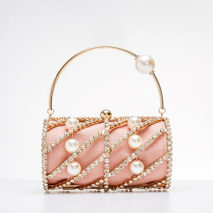 Embellished Hollow Out Metal Cage Barrel Bag