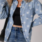 Star Button Up Long Sleeve Denim Jacket