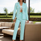 Lapel Collar Long Sleeve Blazer and Pants Set