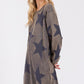 Washed Star Print Round Neck Dress